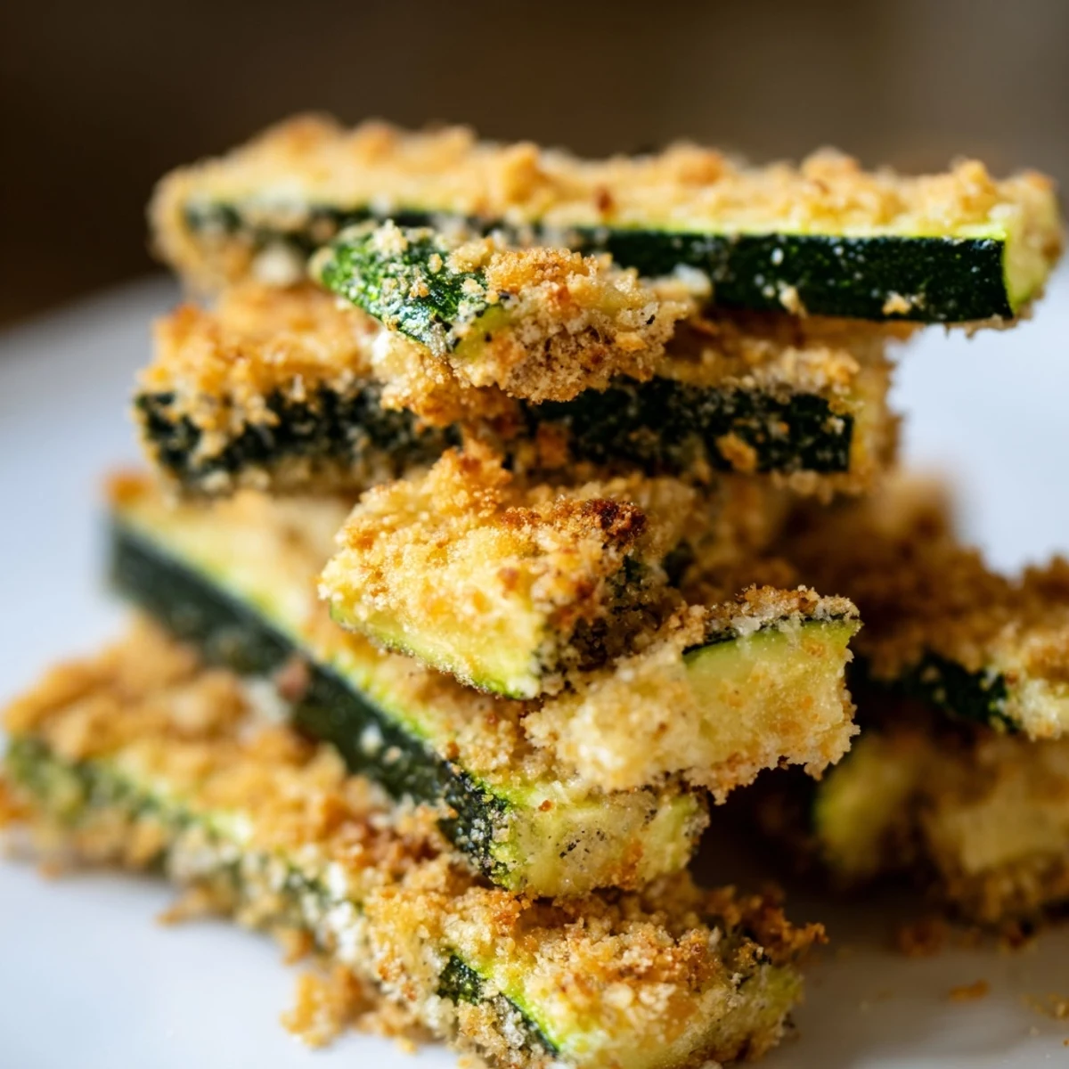 Crispy Baked Zucchini Fries served hot, golden brown with tasty dipping sauces.