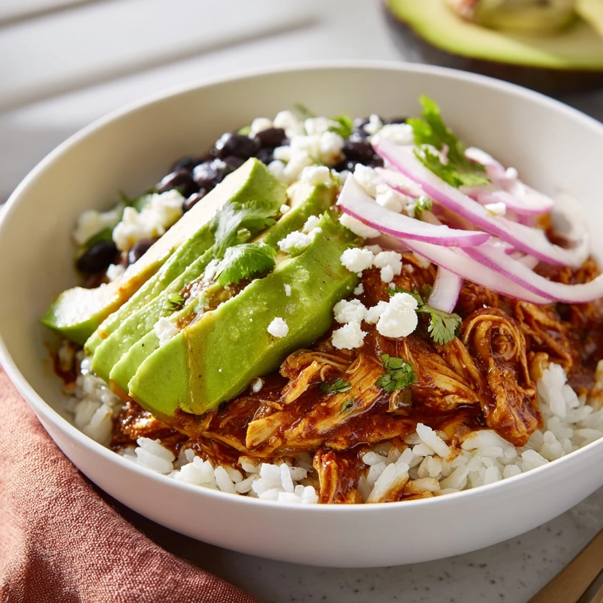 Delicious Green Enchilada Rice Bowl with Tex-Mex flavors, perfect for a quick, gluten-free, satisfying weeknight dinner.