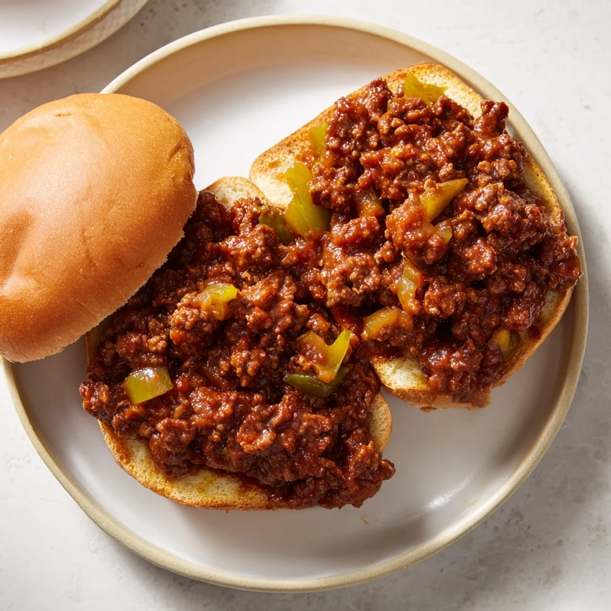 Homemade Sloppy Joes bubbling in a skillet, showcasing the rich tomato sauce and ground beef.