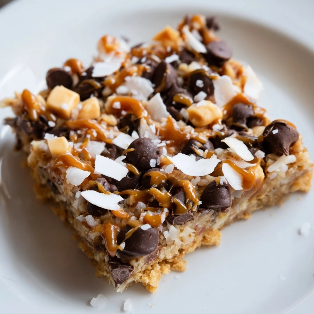 Layers of chocolate, butterscotch, coconut, and nuts create tempting 7-Layer Magic Bars for a delightful treat.