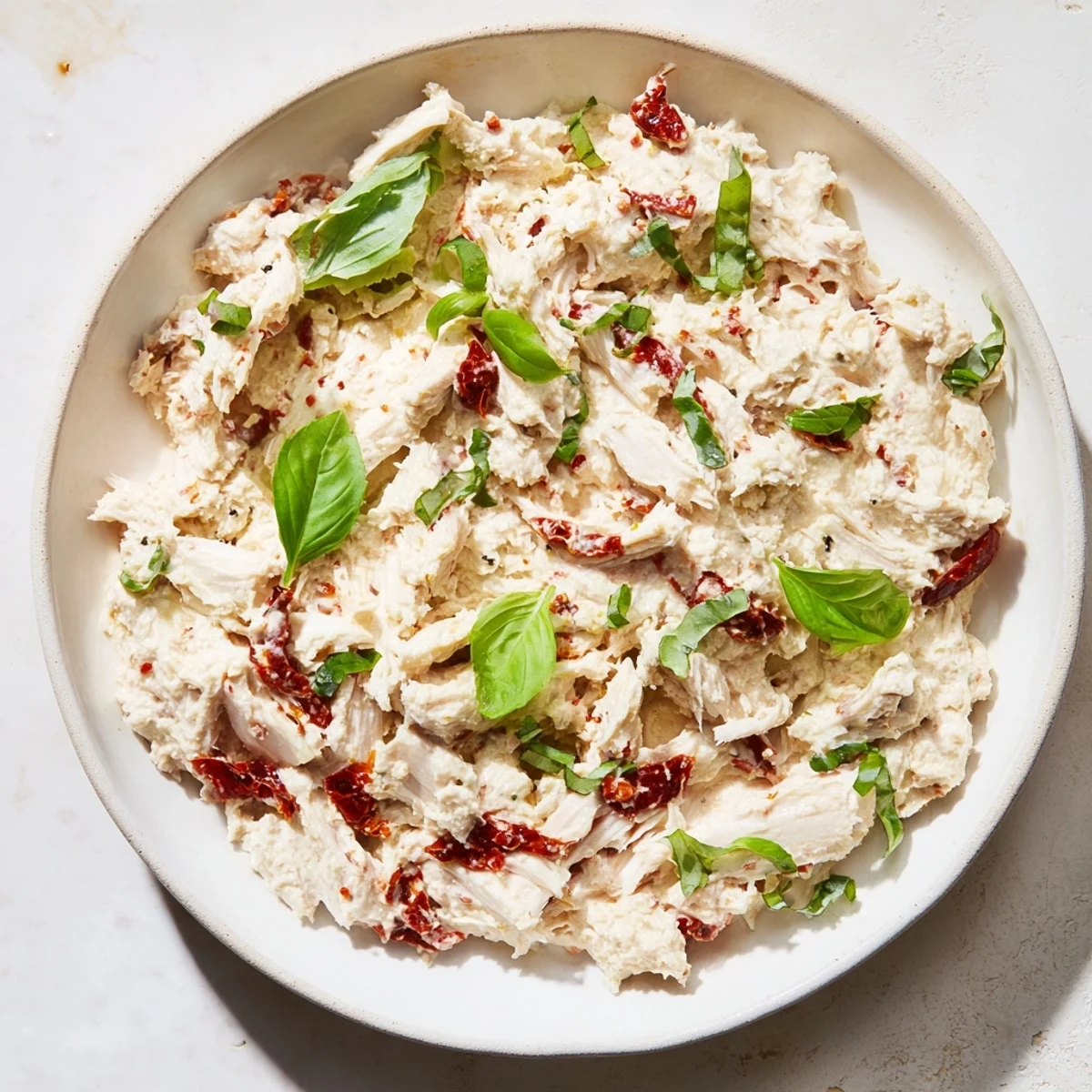 A close-up view of the savory Lightened Marry Me Chicken Dip, perfect for dipping and sharing with friends.