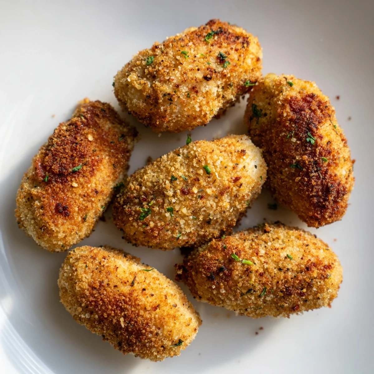 Golden-brown Air Fryer Spicy Ranch Chicken Croquettes, crispy outside, full of savory chicken flavor.