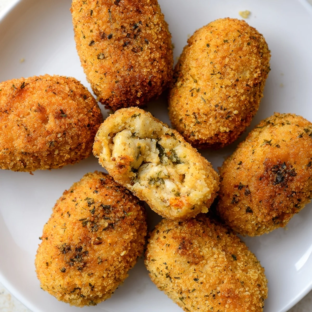 Close-up of freshly air-fried Spicy Ranch Chicken Croquettes, ready to be dipped and enjoyed.