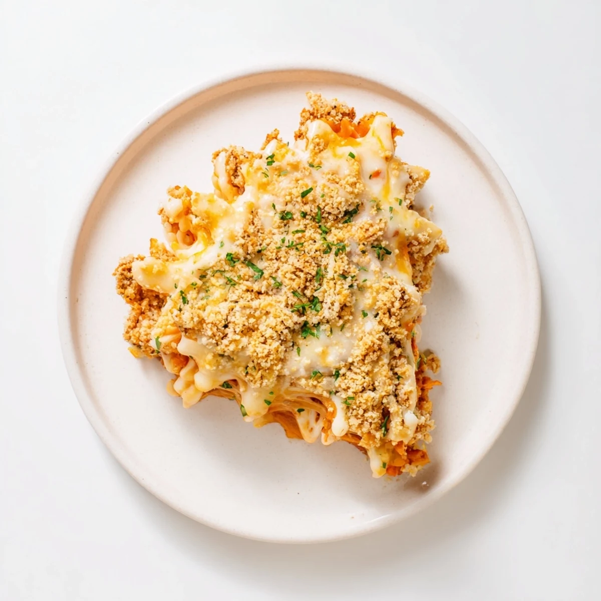 Creamy, golden Lightened Mac & Cheese Snowflake Pasta Bake, perfectly baked and bubbling, ready to be enjoyed.