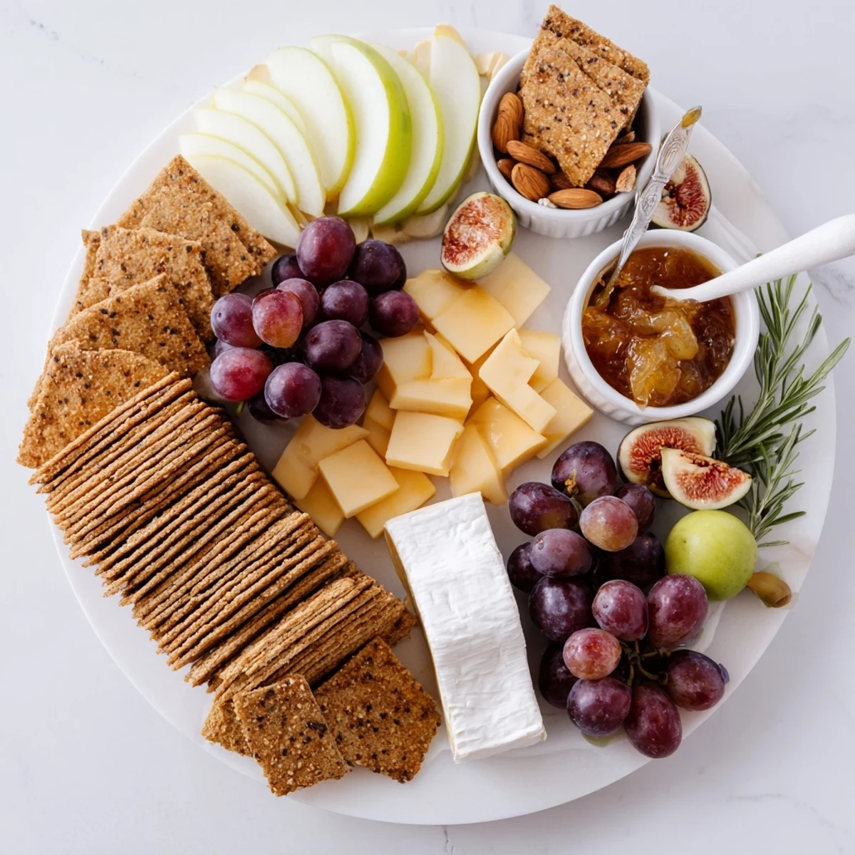 Enjoy the rustic appeal of this Golden Wheat Bundle Board, a perfect platter with savory olive and almonds.
