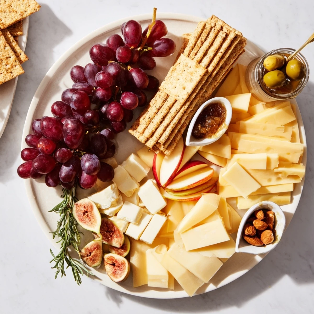 Arranging the Golden Wheat Bundle Board, with delicious cheddar, brie, and gouda cheeses, is so inviting.