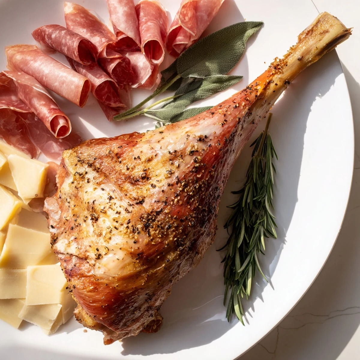 This Thanksgiving Turkey Legs Charcuterie board is loaded with vibrant fruits, savory meats, and cheeses—a true holiday feast.