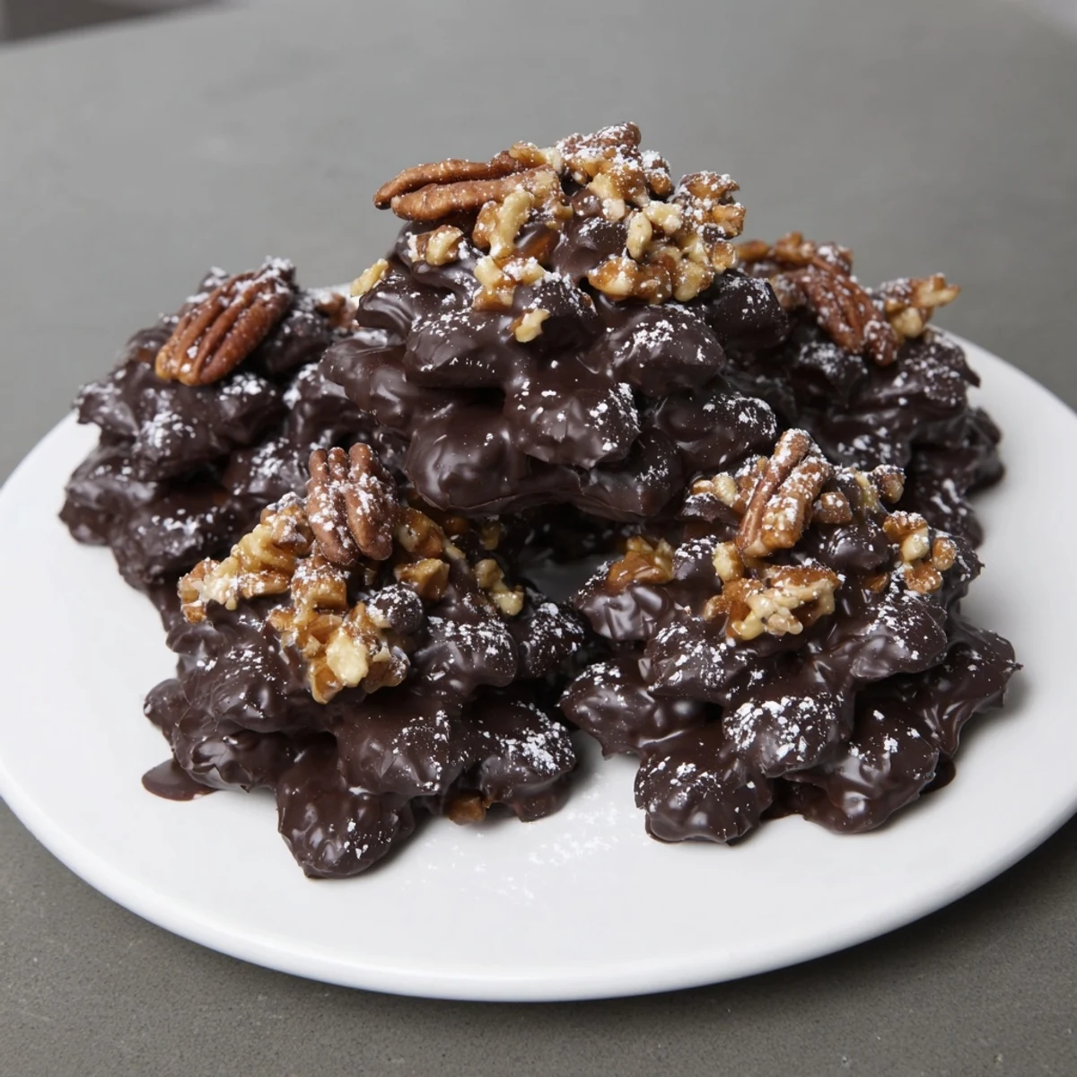 Pinecone Chocolate Nut Clusters, a rustic dessert, nestled on parchment await your bite.