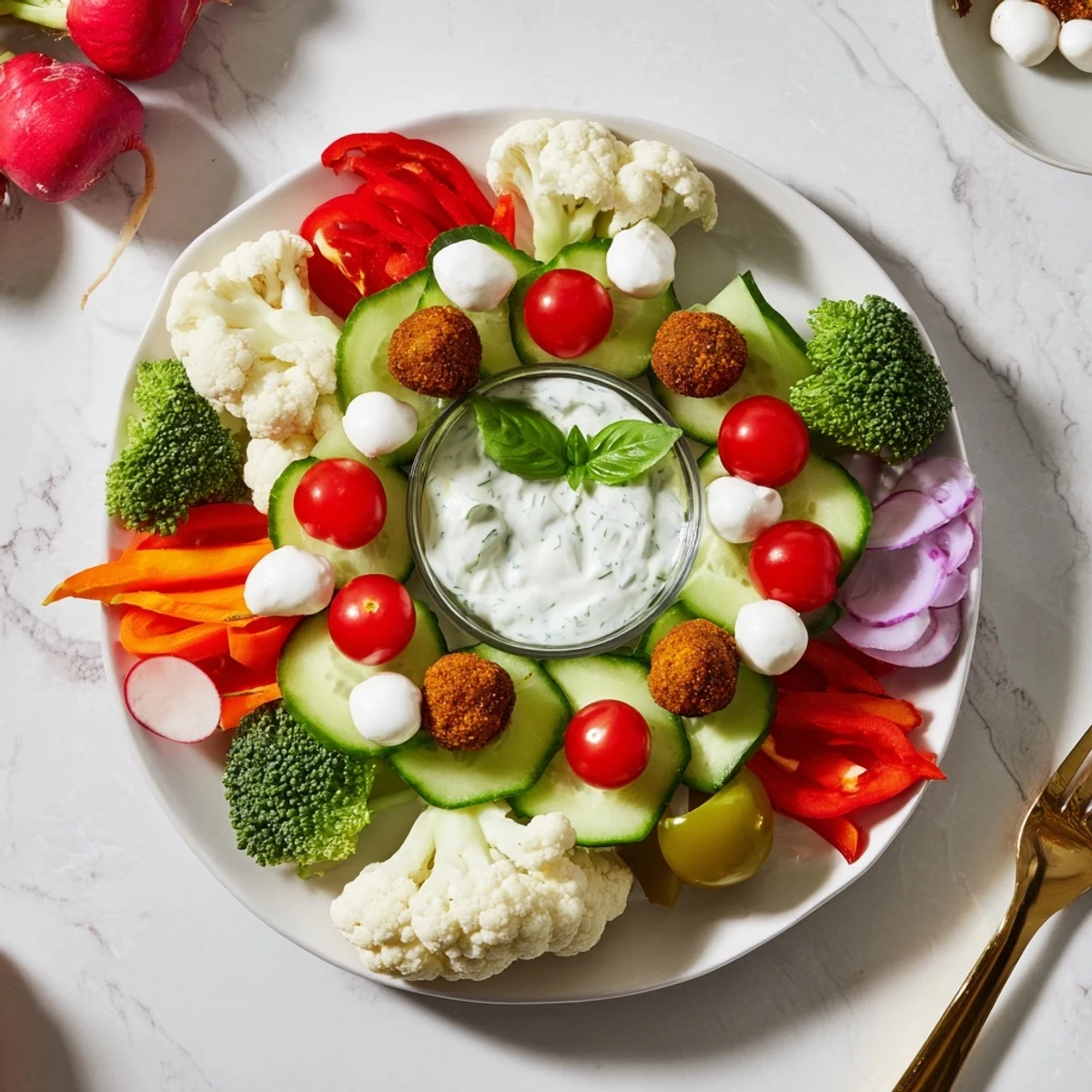 Bright and colorful Savory Crudités: Veggie Santa Hat Dip Platter, a festive, healthy appetizer perfect for sharing.