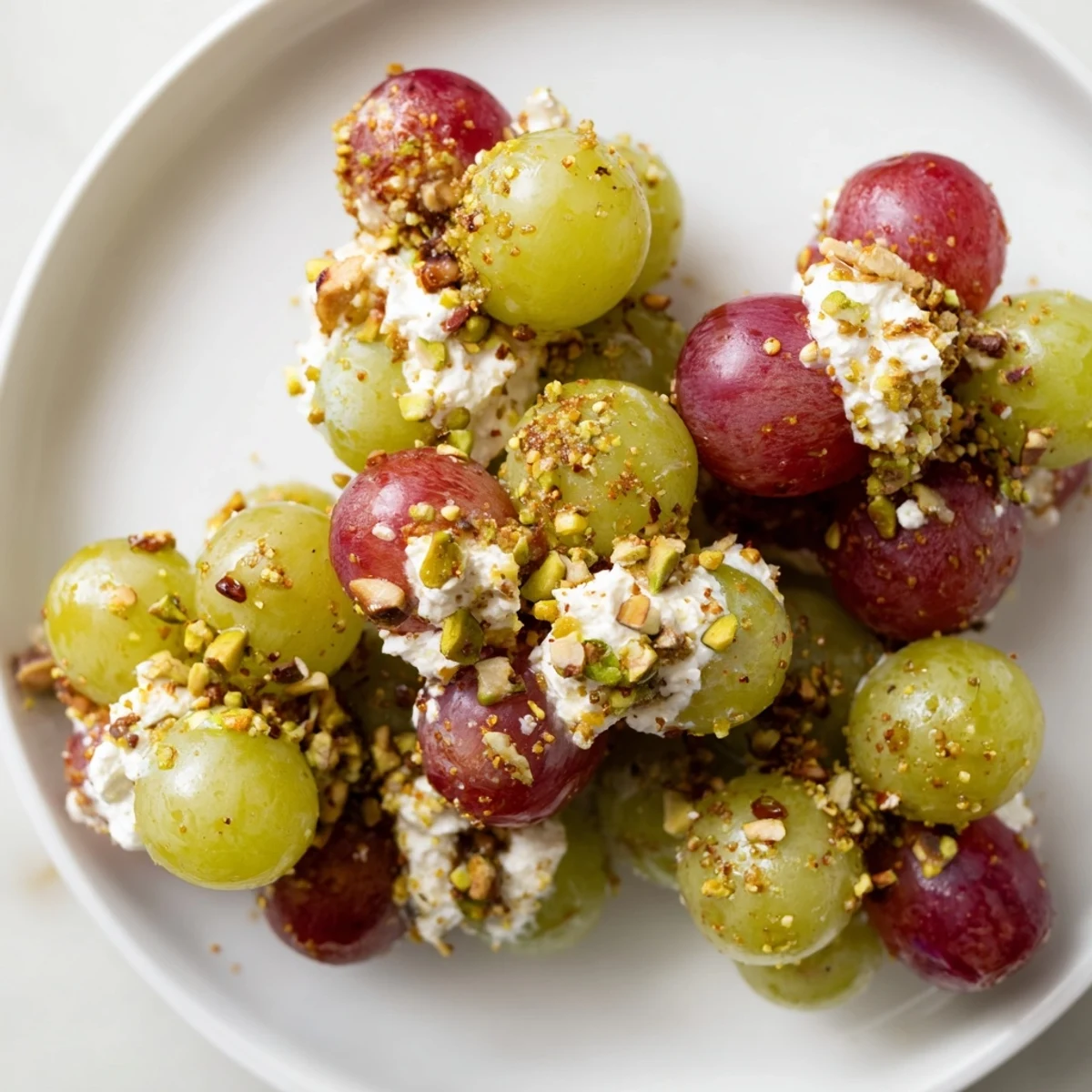 Creamy, cheese-covered grapes make up this sparkling grape cluster appetizer, perfect for a New Year's party.