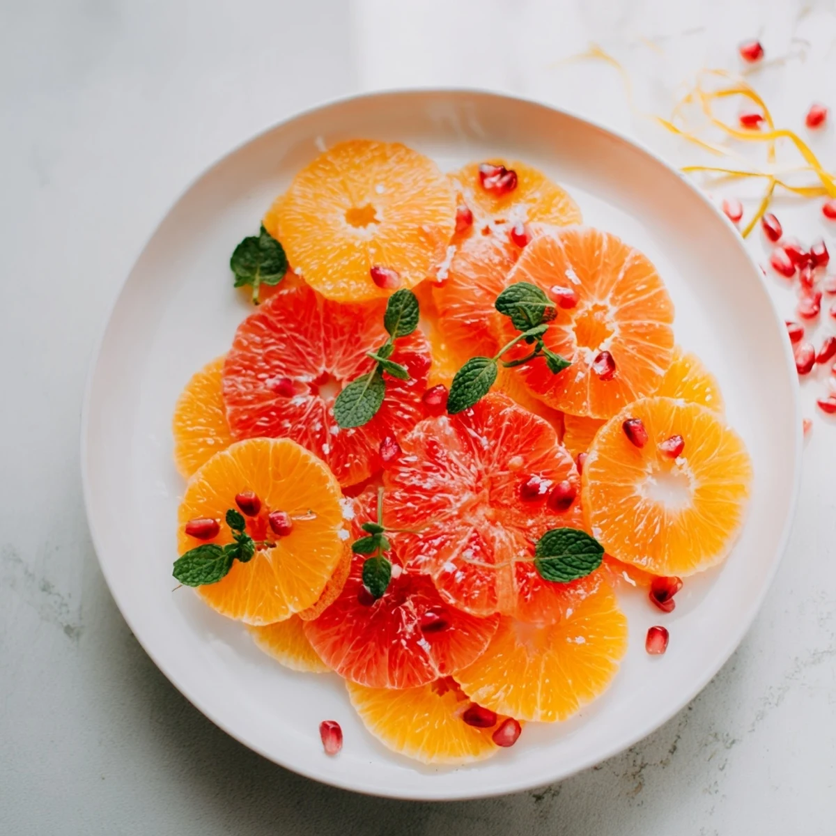 Vibrant Citrus Slice Garland Platter, artfully arranged with colorful fruit for a refreshing appetizer.