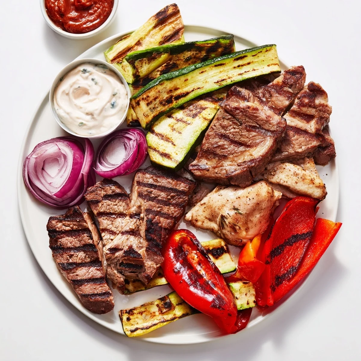 A Backyard BBQ Companion: a platter overflowing with juicy grilled meats and vegetables, ready to serve.