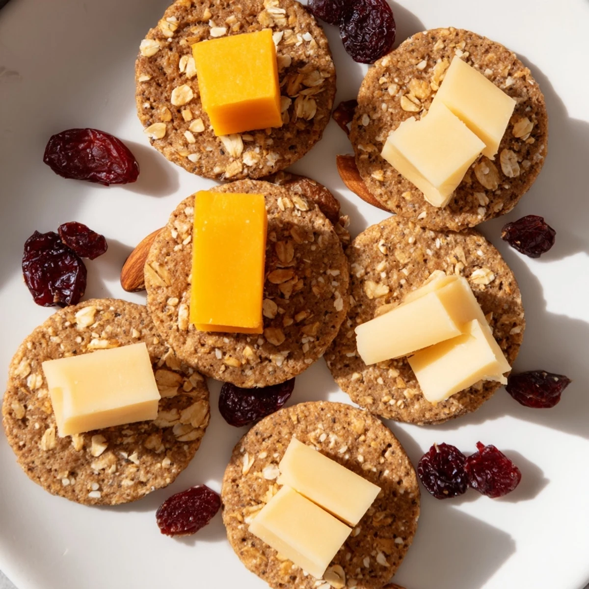 Work From Home Desk Treat: a close-up of cheese and crackers, ready for easy desk snacking.