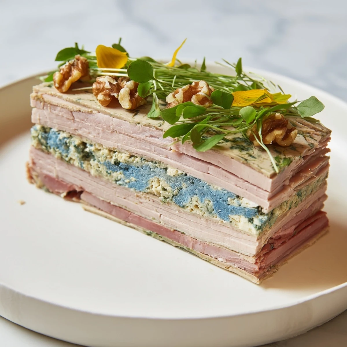 The Grand Canyon Rim terrine with its layered meat and blue cheese river is ready to serve.