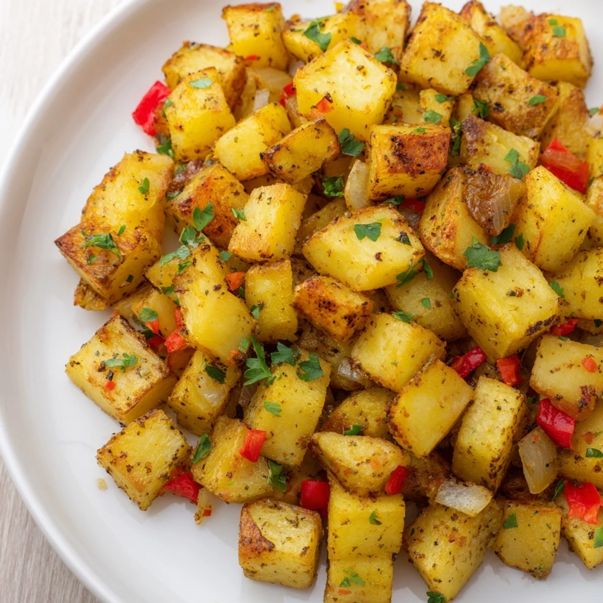 Air Fryer breakfast potatoes with herbs, a hearty side, ideal for a complete diner-style brunch.