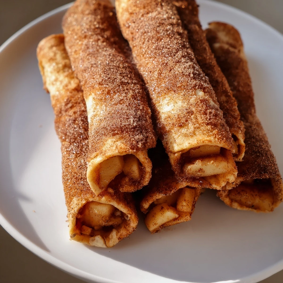 Golden, crisp Apple Pie Roll-Ups fresh from the oven, ready to be enjoyed with a scoop of ice cream.