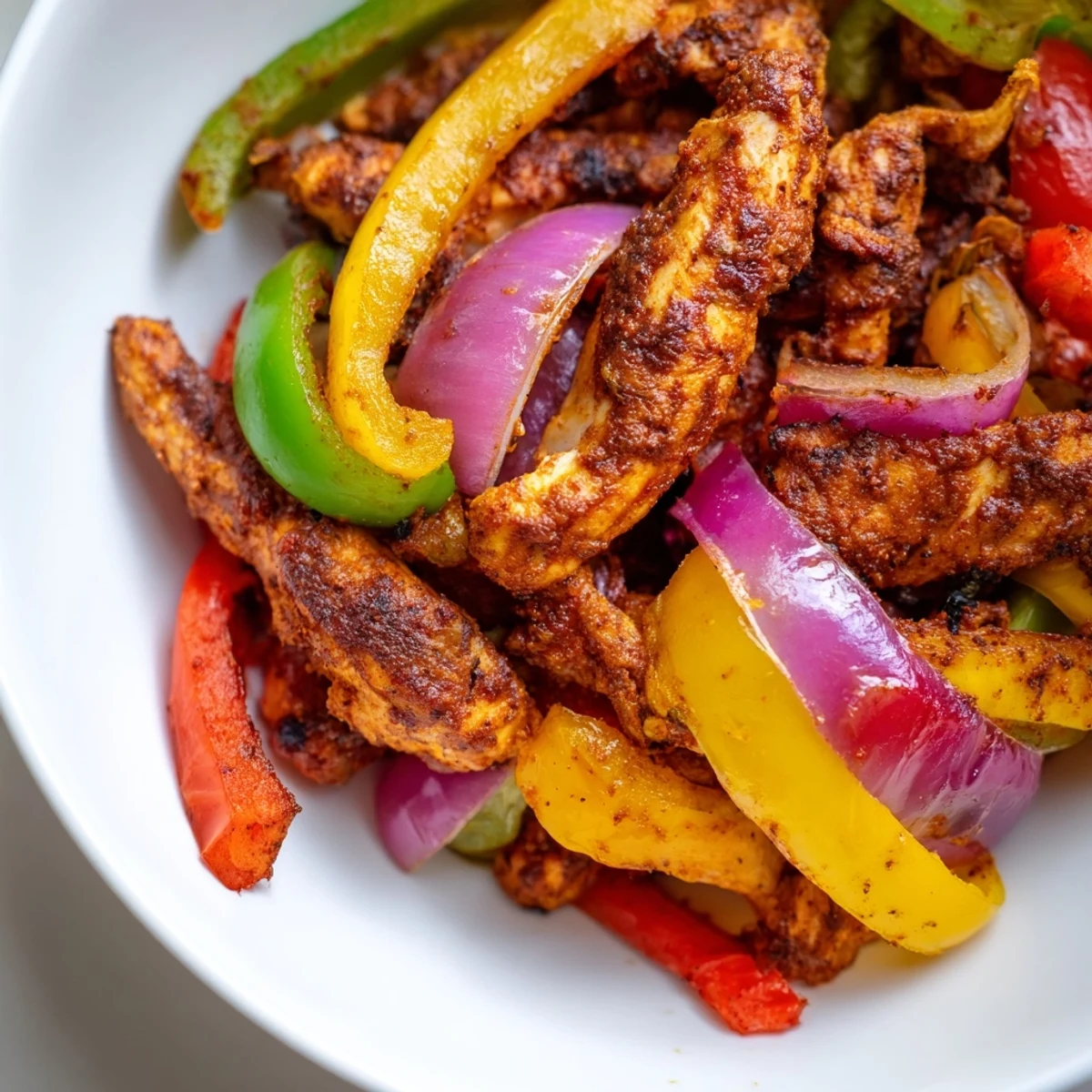 Sheet pan chicken fajitas: sizzling, tender chicken and colorful vegetables ready to fill warm tortillas.
