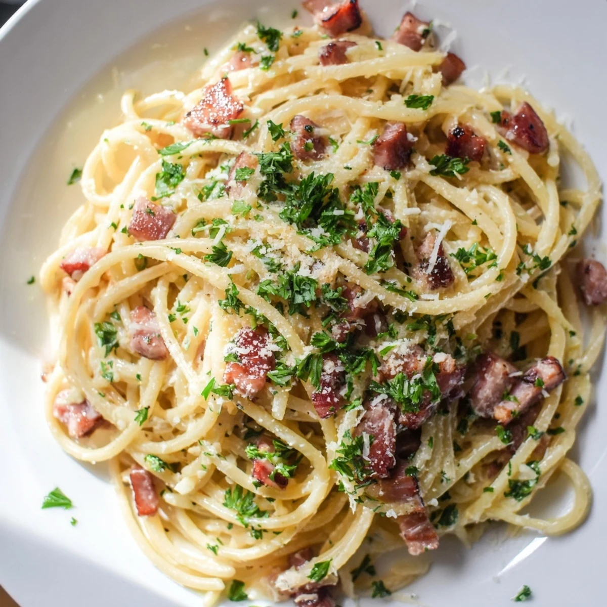 Imagine the rich, creamy sauce coating the perfect Creamy Garlic Bacon Pasta, flavorful and delicious.
