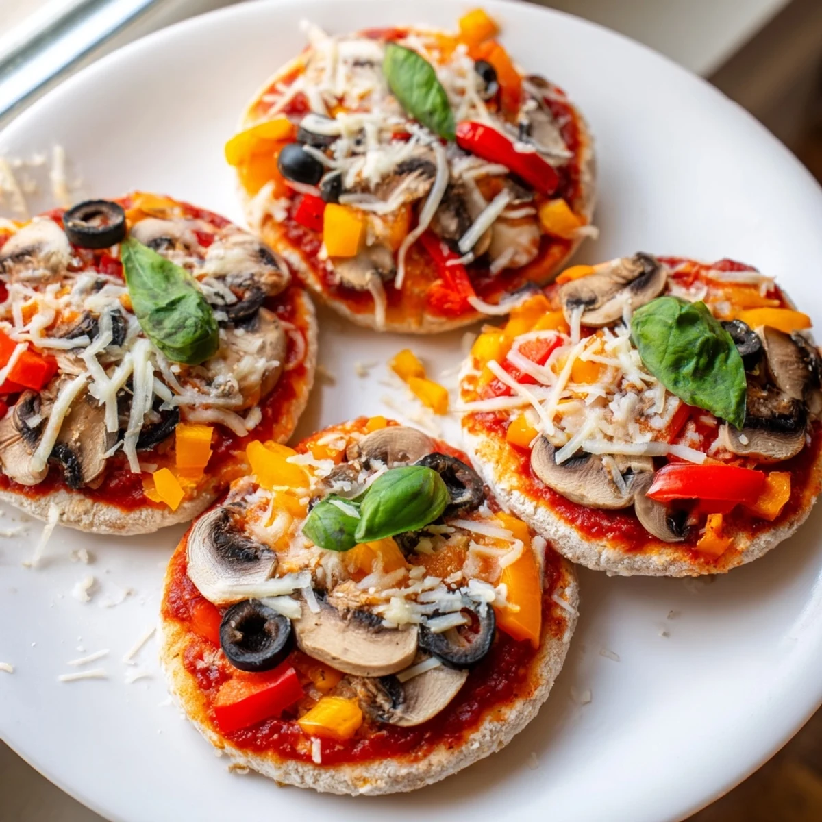 Golden, bubbly Rice Cake Pizza Squares with melted mozzarella, ready for a delicious bite.