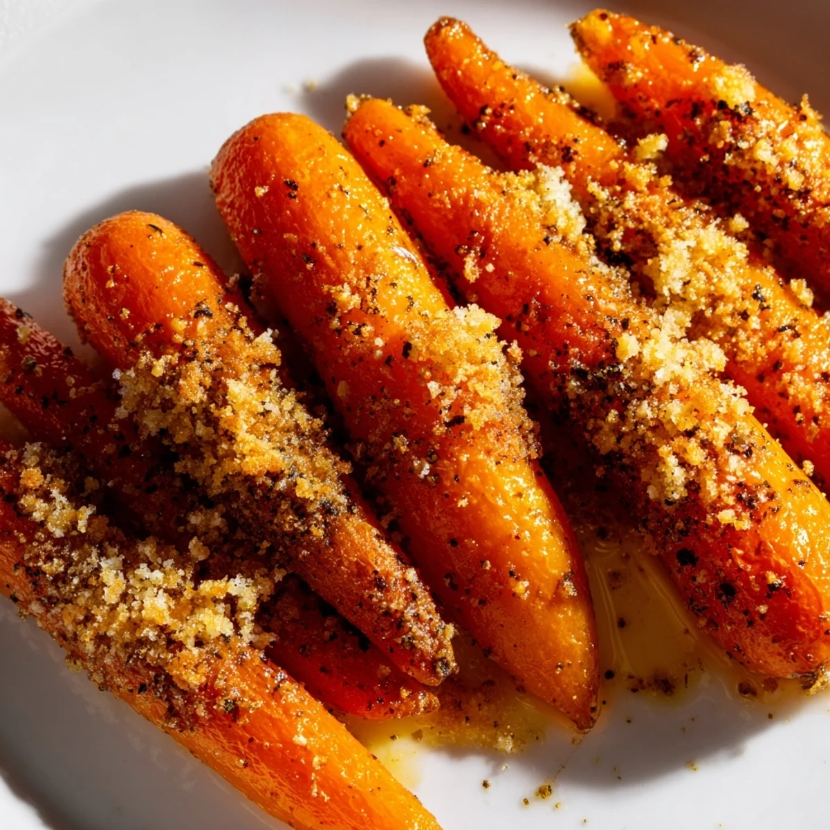 Tender baby carrots coated in savory Parmesan, roasted to caramelized perfection and ready to enjoy warm.
