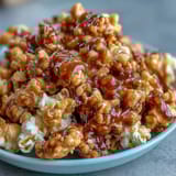 Sweet and salty baseball season popcorn mix with peanuts and caramel, perfect for game day snacking or movie nights.