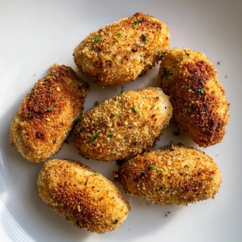 Golden-brown Air Fryer Spicy Ranch Chicken Croquettes, crispy outside, full of savory chicken flavor.