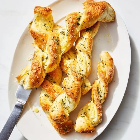 Golden-brown cheesy garlic breadsticks topped with melted mozzarella and rich garlic butter.  