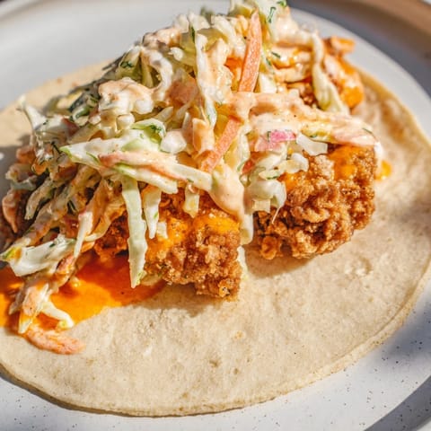 Buffalo Chicken Smash Tacos