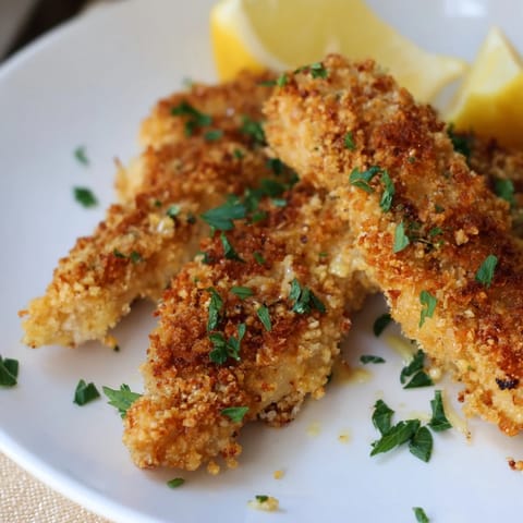 Oven-baked Garlic Parmesan Chicken Tenders: imagine the aroma of garlic-infused, tender chicken.