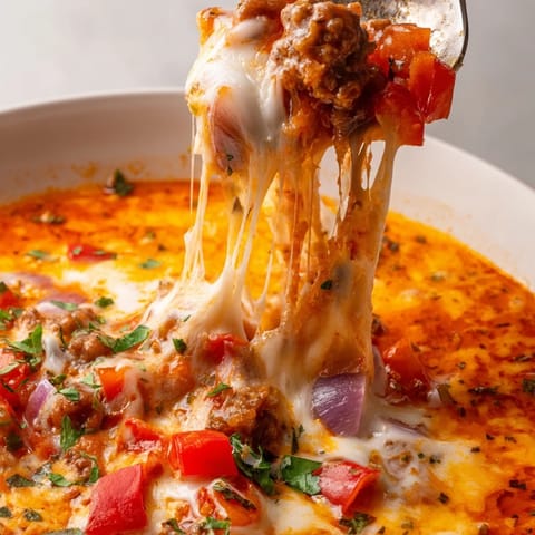 Pizza Soup Italian Sausage Mozzarella