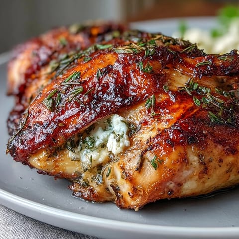 Juicy, savory roasted chicken dinner featuring pot potatoes, lemon, and crumbled feta.
