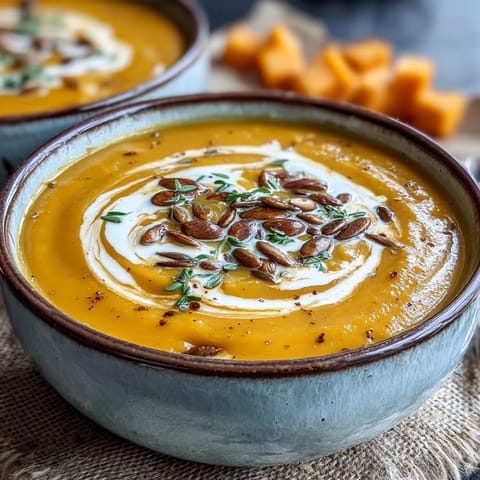 Creamy Butternut Squash and Apple Soup served with crusty bread on a rustic wooden table for a cozy fall meal.