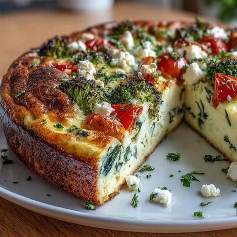 Golden baked egg white frittata loaded with fresh vegetables and herbs, offering a protein-rich, weight-loss-friendly meal.