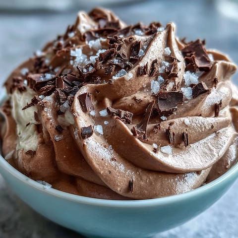 Light and airy Greek yogurt mousse blended with cocoa, vanilla, and a hint of sea salt for a high-protein treat.