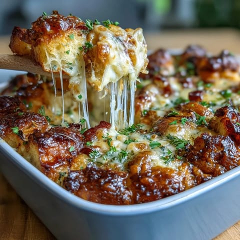 Savory ham and cheese croissant bake casserole with buttery croissants, smoky ham, and melty Gruyère baked in a rich egg custard.