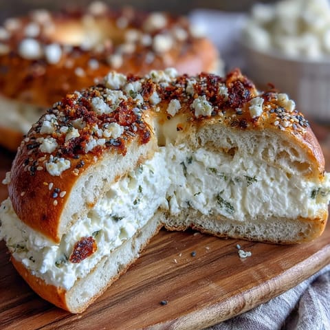 Fluffy cottage cheese bagels with golden crust and everything bagel seasoning, perfect for a protein-packed breakfast.  