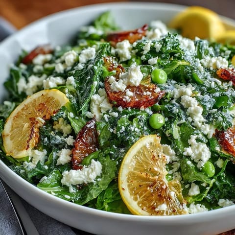 Bright Lemon Vinaigrette Spring Salad with Radishes and Peas, a vibrant mix of crisp greens, sweet peas, and zesty lemon dressing.  
