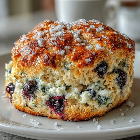 Blueberry Lemon Sourdough Scones with golden crust and juicy berries bursting in every bite, perfect for a springtime brunch.