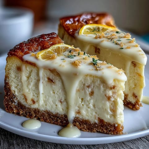 Golden graham cracker crust layered with smooth limoncello cheesecake filling, garnished with a dusting of powdered sugar for a refreshing treat.
