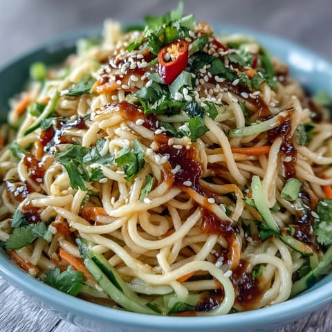 Cold Sesame Noodle Cucumber Bowl