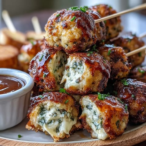 Savory olive-stuffed cheese balls with a hint of cayenne, baked until golden and threaded onto party-ready skewers.  