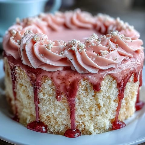 Elegant Bridal Shower Rosé Velvet Cake with shimmering gold drip.