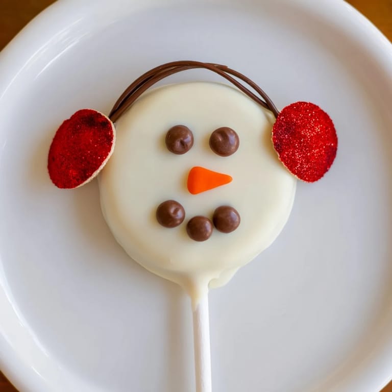 Delicious Budget-Friendly Oreo Snowman Pops: enjoy these festive Oreo treats with white chocolate coating, perfect for a winter party.