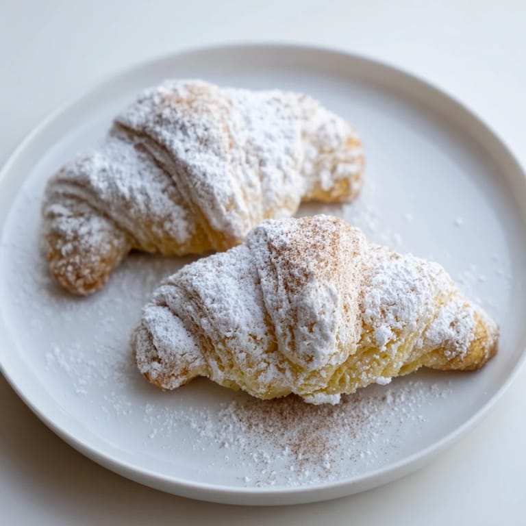 Warm and buttery Quick Christmas Cookie Croissants stacked on a plate, perfect for a festive holiday treat.