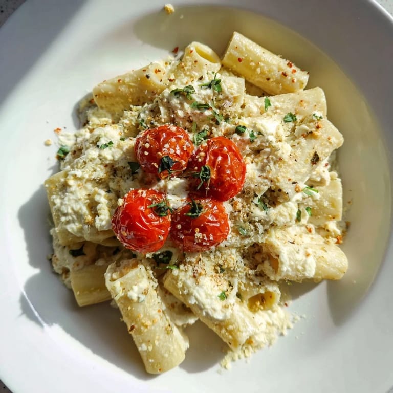 A close-up of delicious Four-Cheese Baked Block Pasta, creamy and perfectly baked for dinner.