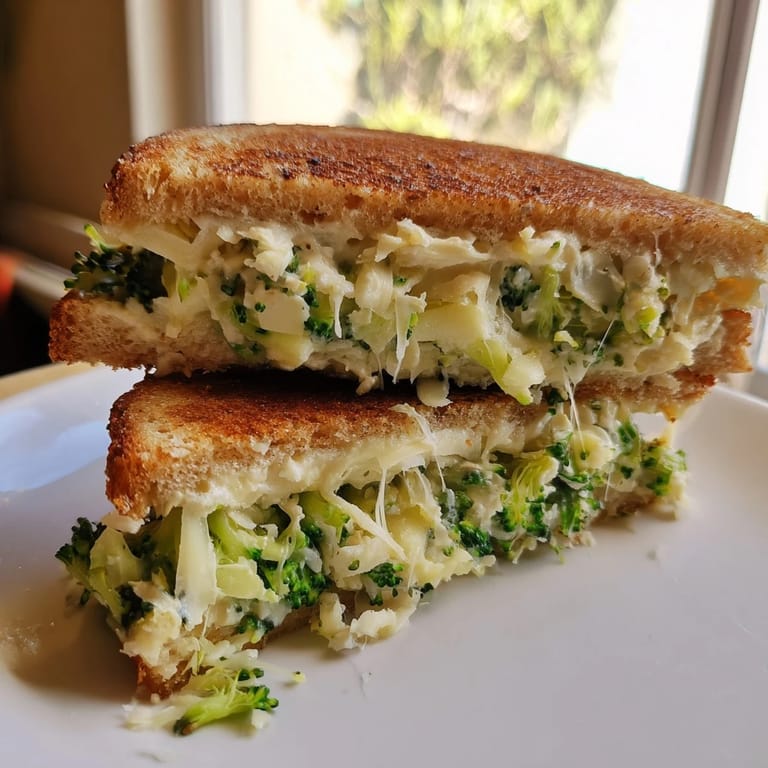 Imagine the melty, cheesy goodness of Air Fryer Broccoli Cheddar Stuffed Grilled Cheese, perfect with tomato soup.