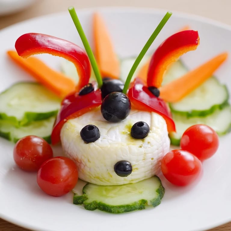 A colorful Coccinelle Amusante Planche Pique-Nique, featuring a charming ladybug crafted from fresh ingredients.