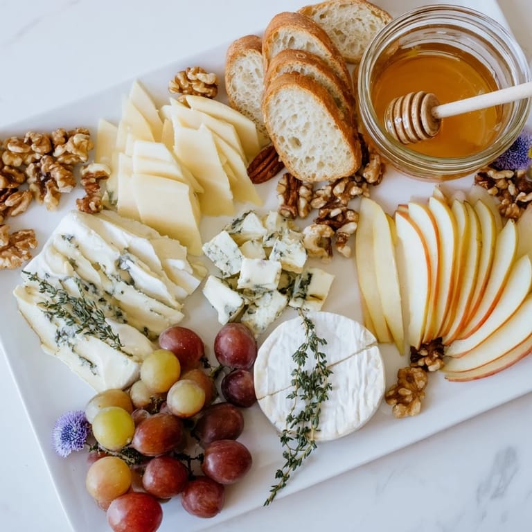 This elegant Honeycomb, Honey & Cheese Board is a perfect appetizer, featuring fresh honeycomb.