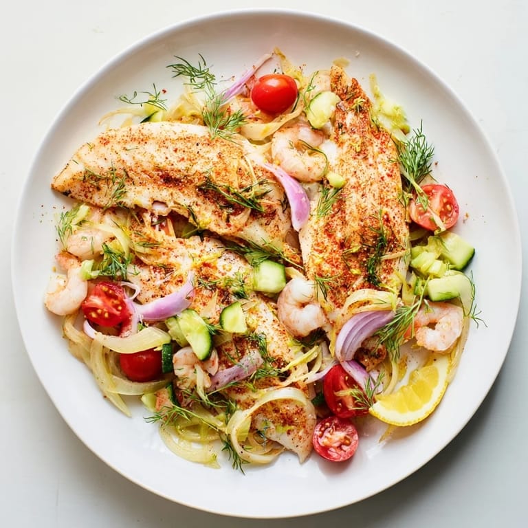 Imagine tender Plongeons dans l'Océan Poisson Bleu: a delicious seafood feast served with cooked quinoa.