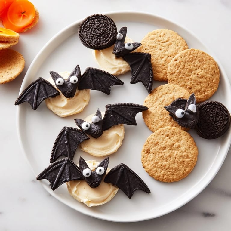 Vibrant Flying Bat Halloween Snack Board features sweet treats, cheese, and fresh veggies for any party.